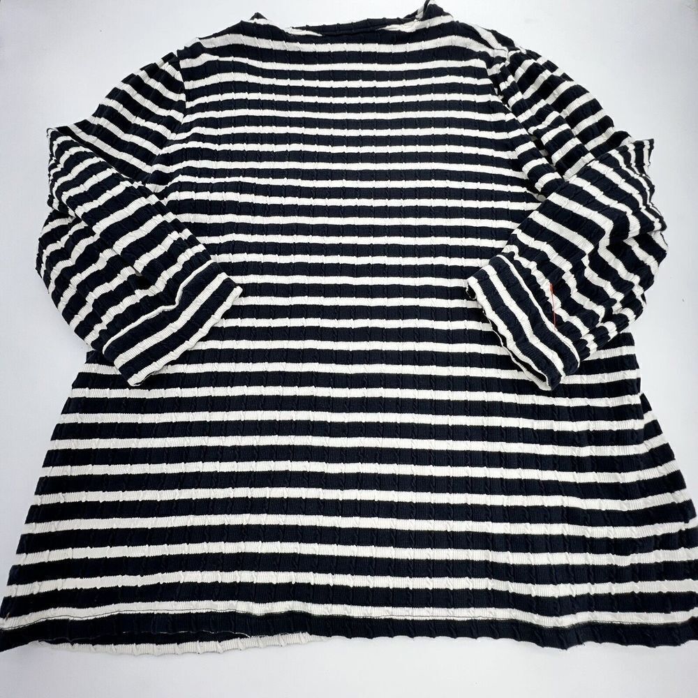 Talbots Shirt Womens 1X Plus Blue White Top Striped Stretch Casual Ladies